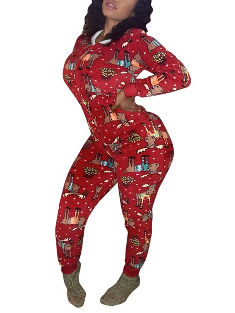 Aunavey Women's Christmas Onesie Pajamas Sleepwear Microfleece Hooded ...