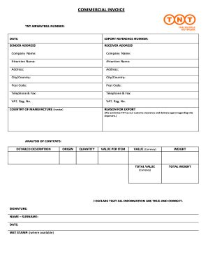 Commercial Invoice Tnt - Fill and Sign Printable Template Online