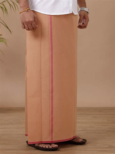 Men Cotton Blend Single Layer Kaavi Dhoti with Assorted Border Enrich ...