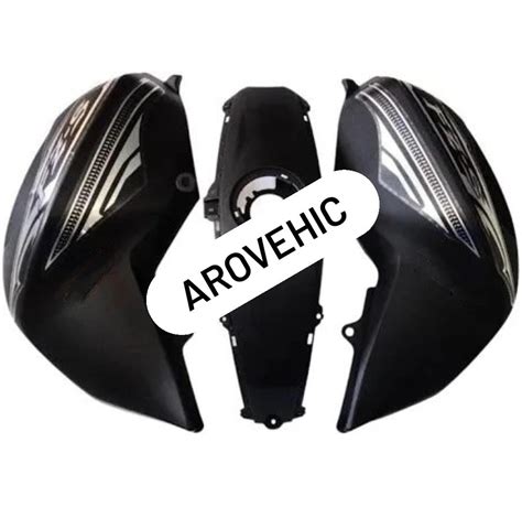 Tank cover with graphics - matt black & chrome -set of 3 for YAMAHA FZ ...