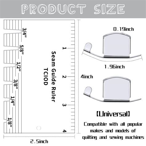 TCIOD Seam Allowance Ruler and 2 Magnetic Seam Guide for India | Ubuy