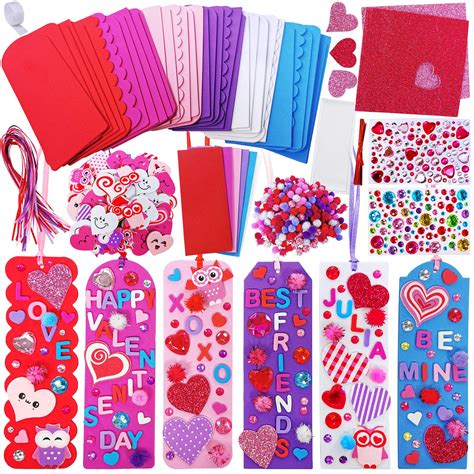 Buy 36 Sets Valentine Decorations DIY Bookmarks Valentine Craft Kit ...