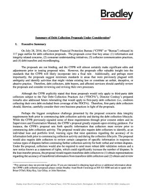 Fillable Online Summary of Debt Collection Proposals Under ...