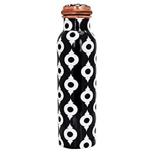 Ziyana Black & White Printed Pure Copper Water Bottle 1000 ml : Amazon ...