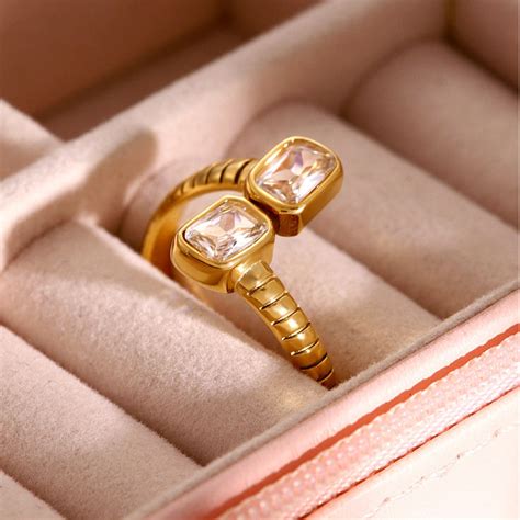 Lustre 18K Gold Plated Adjustable Ring | The Lilblingz