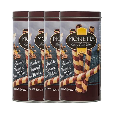 Monetta Wafer Rolls - (300g x 4) | Chocolate Flavored | Crispy & Creamy ...