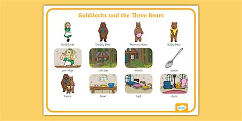 Goldilocks and the Three Bears Word Mat