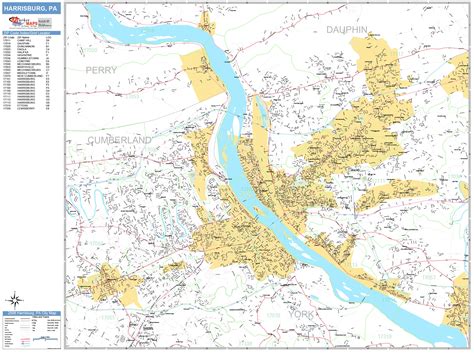 Harrisburg Pennsylvania Wall Map (Basic Style) by MarketMAPS - MapSales