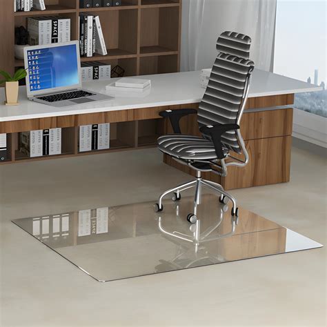 CONGUILIAO Glass Chair Mat, 115x139cm Tempered Glass Office Chair Mat ...