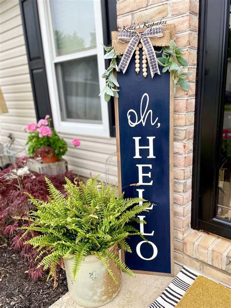 Oh Hello Welcome Porch Leaner | Porch Decor | porch welcome sign 4ft ...