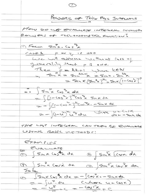 Trig Integrals Examples | PDF