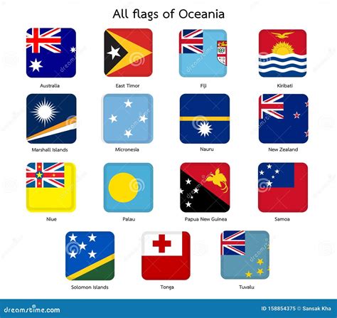 Flag of Oceania Button Square Stock Illustration - Illustration of square, national: 158854375