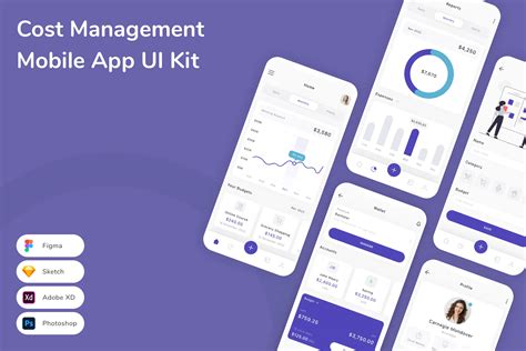 Cost Management Mobile App UI Kit for Figma, Sketch & XD | UIworkshop