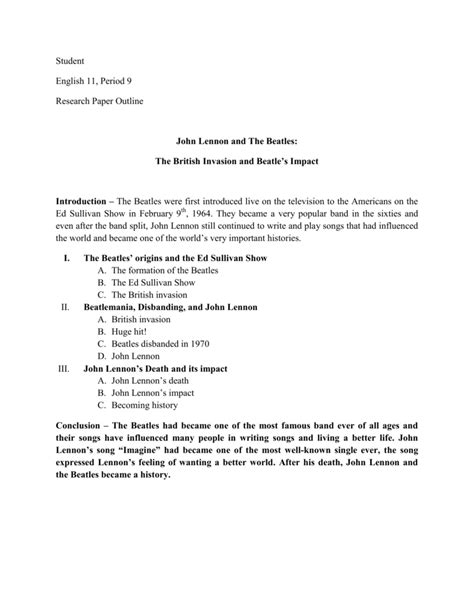 Image result for Research Outline Example