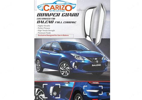 CARIZO Car Front and Rear Corner Bumper Guard Protector | Full Chrome ...