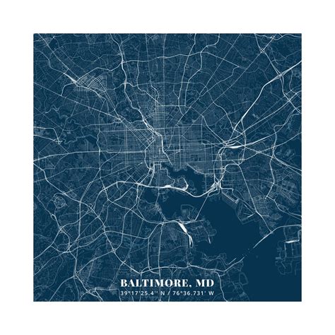 Baltimore Map Baltimore Print Baltimore Poster Baltimore City Map Map ...