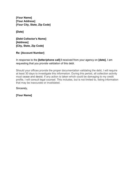 Debt Collection Validation Letter 的图像结果