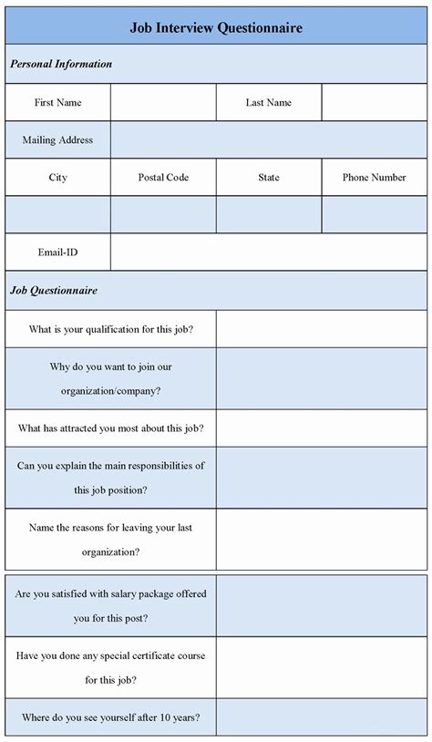 Image result for Job Interview Questions Form