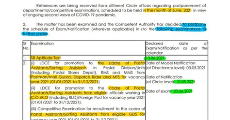 Postponement of departmental/competitive examinations scheduled to be ...