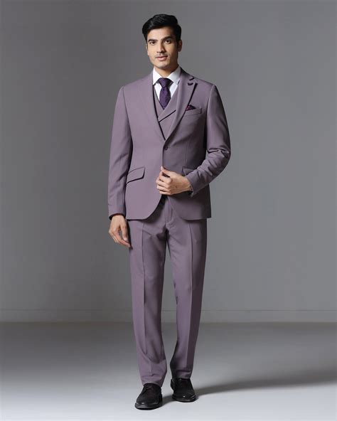 Buy Dusty Pink Three Piece Textured Suit Online
