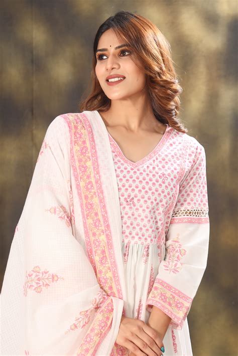 Block Printed Naira Cut Kurta With Palazzos & Dupatta – Jaipur Casuals