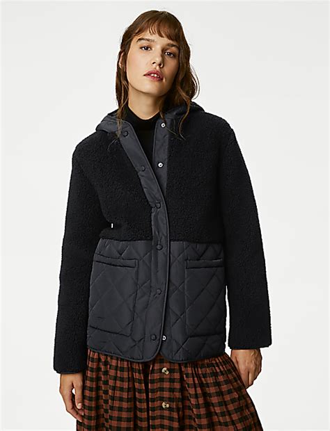 Buy Borg Quilted Hooded Puffer Jacket at Marks & Spencer