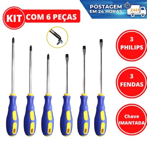 Jogo De Chaves De Fenda E Philips antiestático Com 6 a 4 Peças- Cabo ...