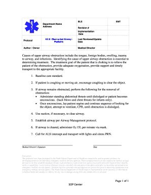 Fillable Online BLS EMT Department Name Last Reviewed/Update Pediatric ...