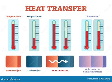 Heat Transfer Physics Poster, Vector Illustration Diagram With Heat Balancing Stages ...