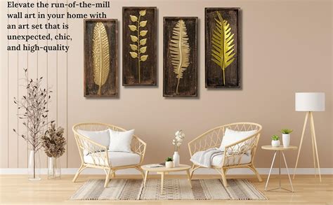vedas Gold Metal & MDF Wall Frame Wall Hanging Mounted Sculpture Home ...