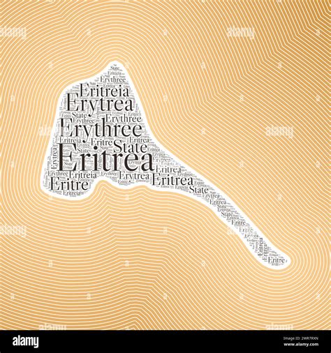 Eritrea shape formed by country name in multiple languages. Eritrea border on stylish striped ...