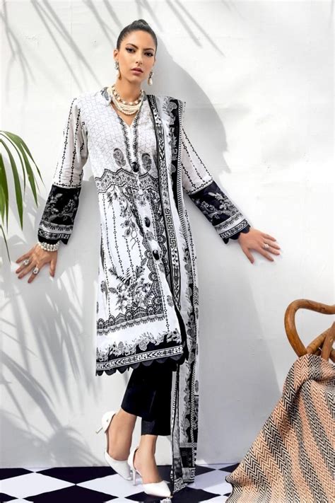 Gul Ahmed Summer Black & White Collection – 2 PC Unstitched Lawn Suit ...