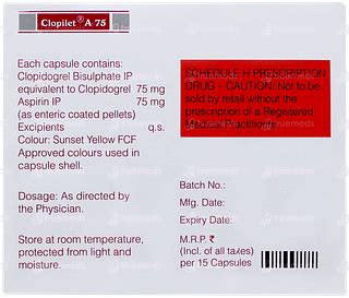 Buy Clopilet A-75 Capsule 15 Online at Truemeds