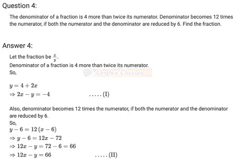 Education: Practice Set 1.5, Linear Equation in Two Unknown Variables,