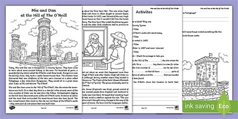 Mia and Dan at the Hill of The O'Neill Worksheets