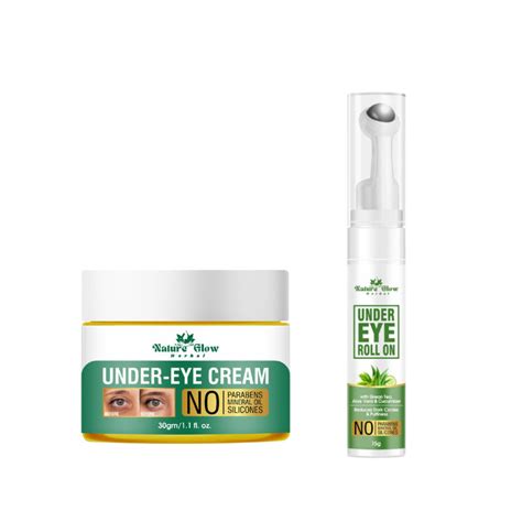 Buy Nature Glow Herbal Under Eye Cream & Greentea Gel Roll On - Pack of ...