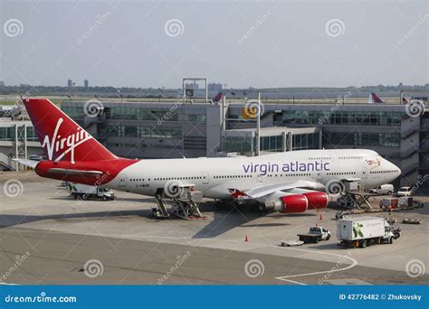 Virgin Atlantic Boeing 747 at the Gate at the Terminal 4 in JFK Airport ...