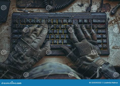 A Person is Typing on a Keyboard with a Dirty and Worn Appearance Stock ...