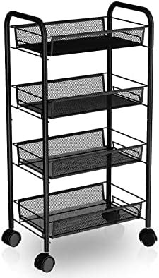 PREMVATI 4 Tire Carbon Metal Mesh Finish Kitchen Home Storage Organizer ...