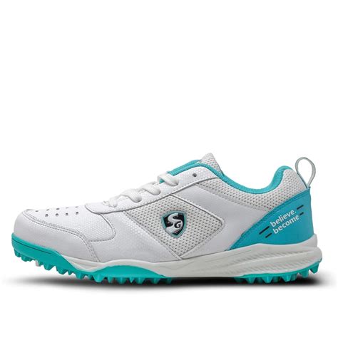 SG Fusion Cricket Shoe (Color: Teal & White, Size: UK7/ US8/ EU41 ...