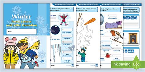 EYFS/KS1 Winter Pencil Control & Letter Formation Handwriting Booklet