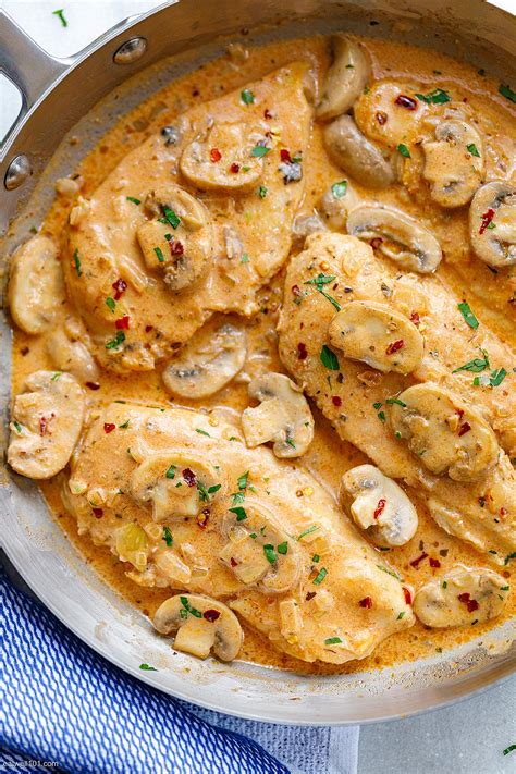 Creamy Garlic Parmesan Chicken Breasts﻿ Recipe with Mushrooms – Chicken ...