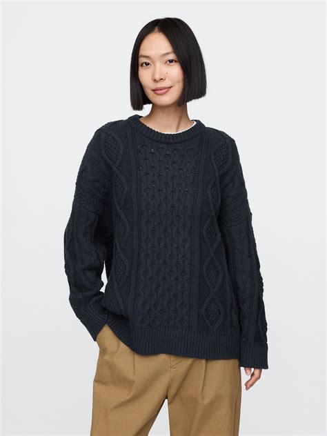 Oversized Mixed Cable-Knit Sweater | Gap