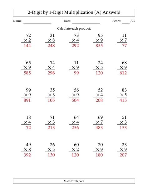 Image result for Multiplying 2-Digit by 1 Digit