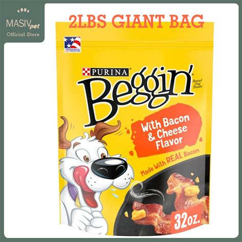 Purina Beggin Dog Chew Strips | Bacon & Cheese | 2 lbs big bag | USA ...