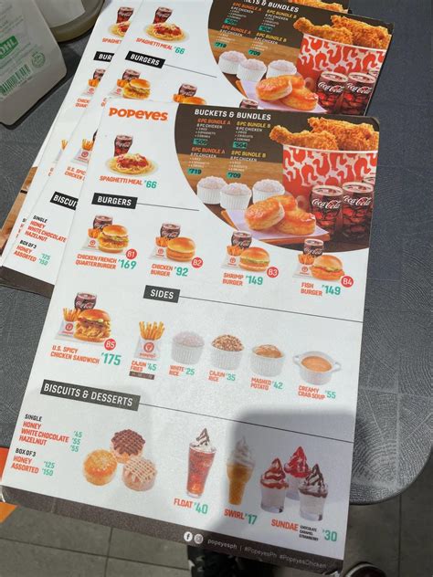 Menu at Popeyes restaurant, Muntinlupa, 3rd Floor