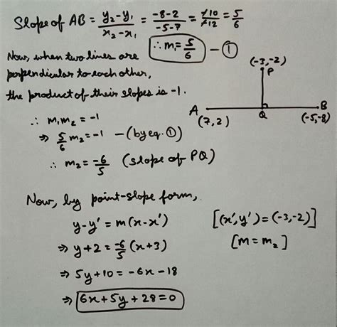Find the equation of line passing through( -3,-2 ) and perpendicular to ...