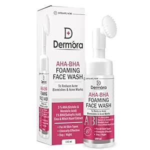 DERMORA AHA BHA Foaming Brush Application Face Wash with 3% AHA ...