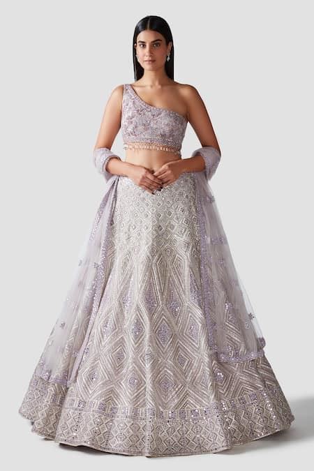 Buy Purple Lehenga And Blouse Organza Dupatta Net Sequins, Azra ...