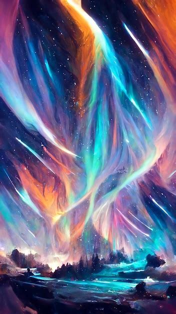 Hermosa aurora abstracta estrella ilustración abstracta fondo 3d ...
